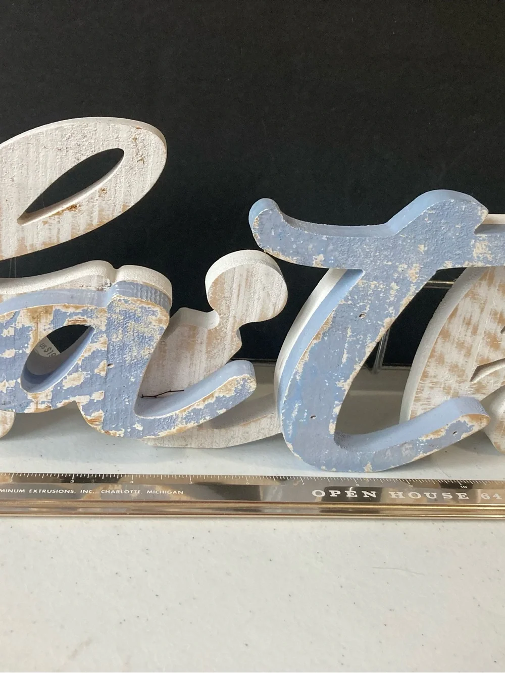Faith Distressed Blue & White Rustic Wood Wall Decor Sign